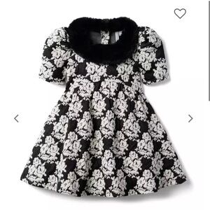 Janie and Jack short sleeve dress with fur collar